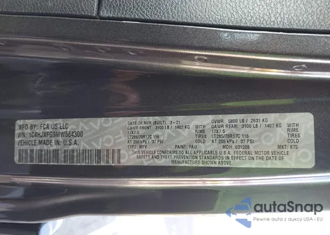 2021 Jeep Wrangler Unlimited Rubicon 4X4 z USA, uszkodzony, nr VIN 1C4HJXFG9MW664300